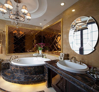 Miroir rond avec cadre pour salle de bain
