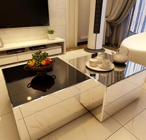Table basse en verre à miroir